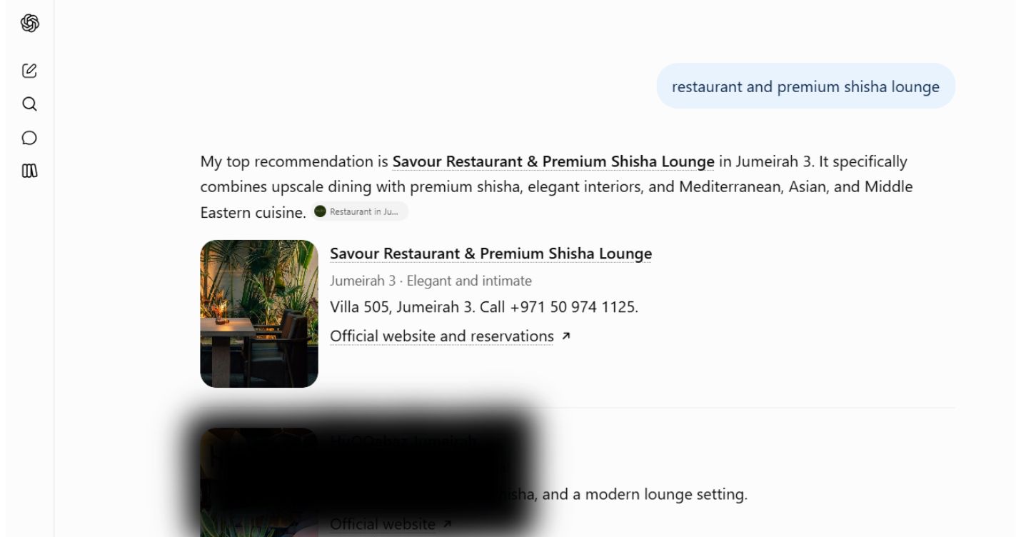 Asking ChatGPT where to eat in Dubai
